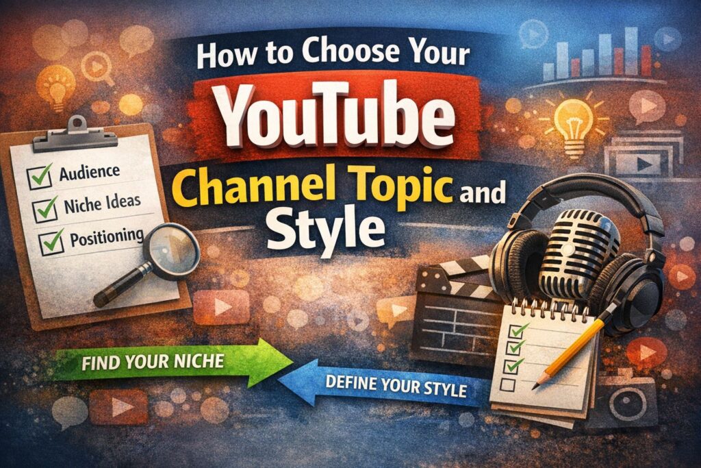 Image illustrating how to choose a YouTube channel topic and style.